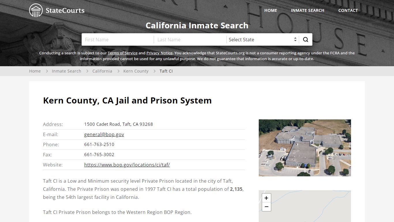 Taft CI Inmate Records Search, California - StateCourts