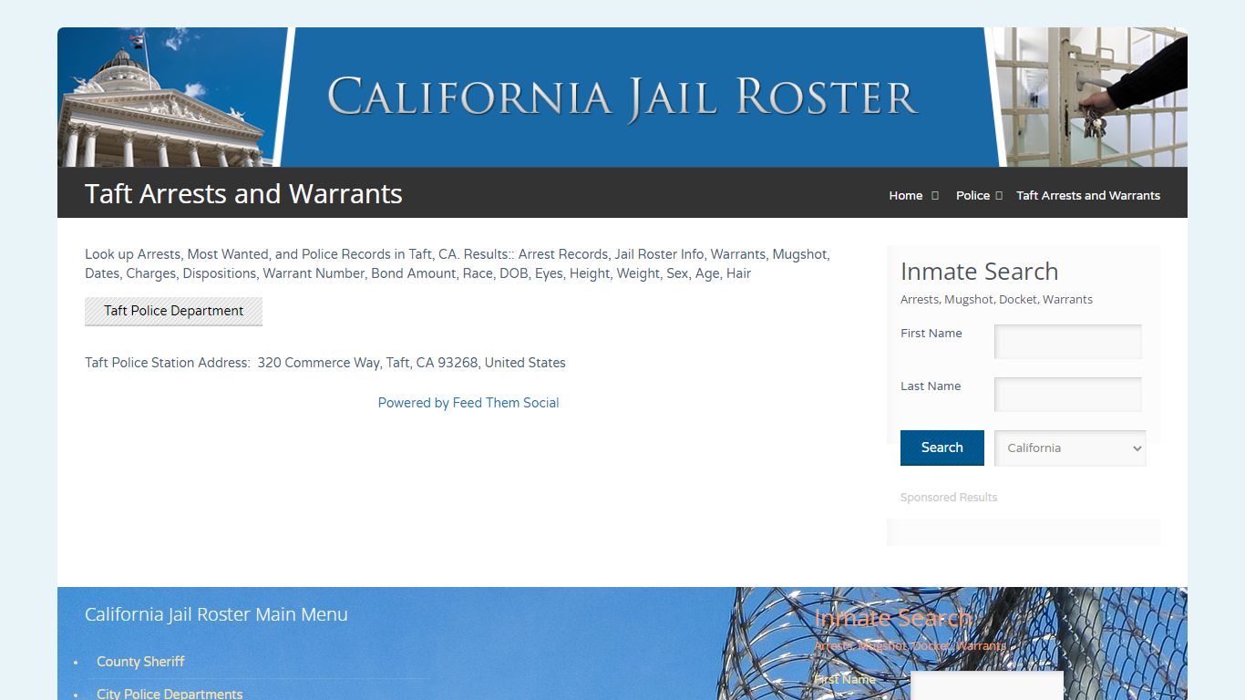 Taft Arrests and Warrants | Jail Roster Search